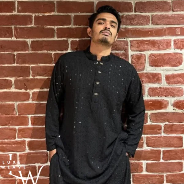 Luxe Black Embellished Panjabi