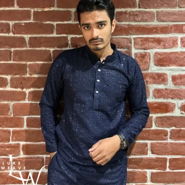 Luxe Blue Embellished Panjabi