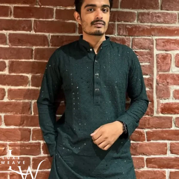 Luxe Green Embellished Panjabi