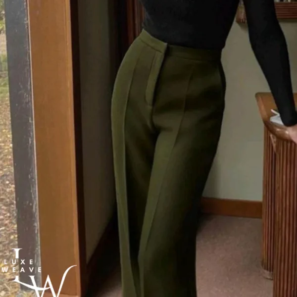 Elegant High-Waist Formal Pants Green