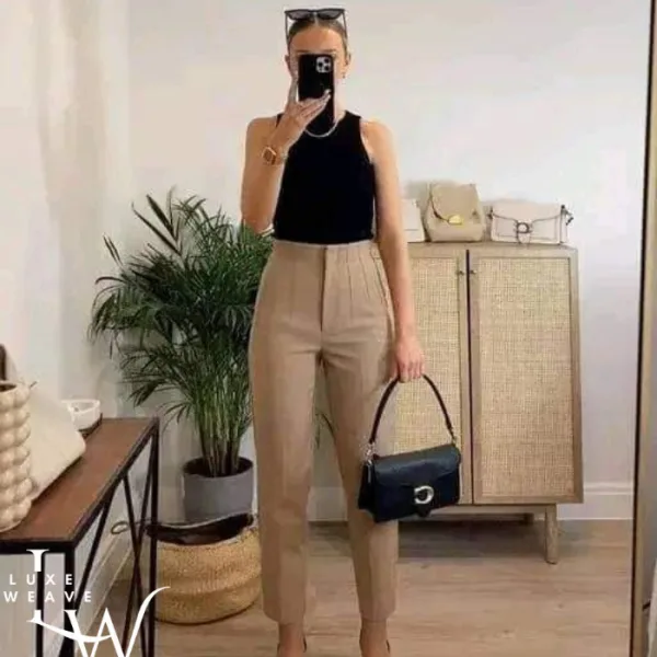 Elegant High-Waist Formal Pants Chocolate